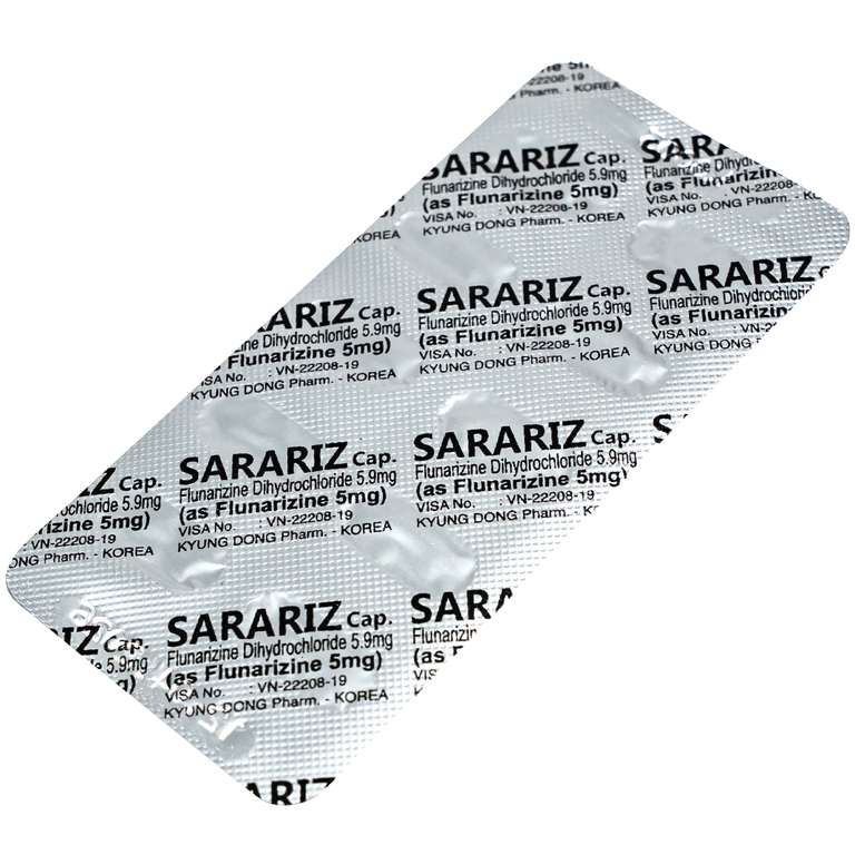Thuốc Sarariz 5.9mg Kyung Dong điều trị đau nửa đầu, chứng chóng mặt (60 viên)