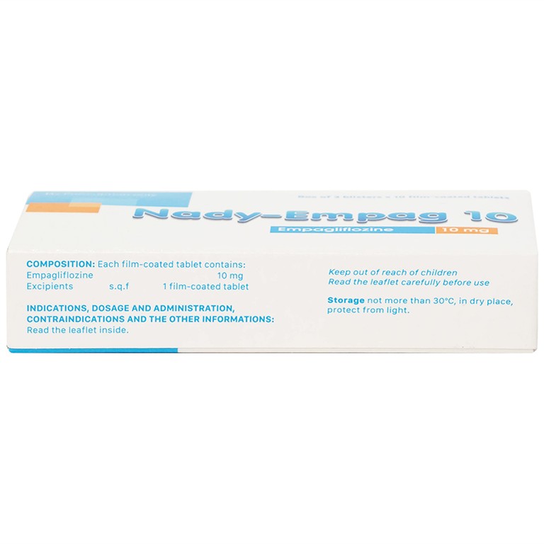 Thuốc Nady-Empag 10 Nadyphar điều trị đái tháo đường típ 2 (3 vỉ x 10 viên)