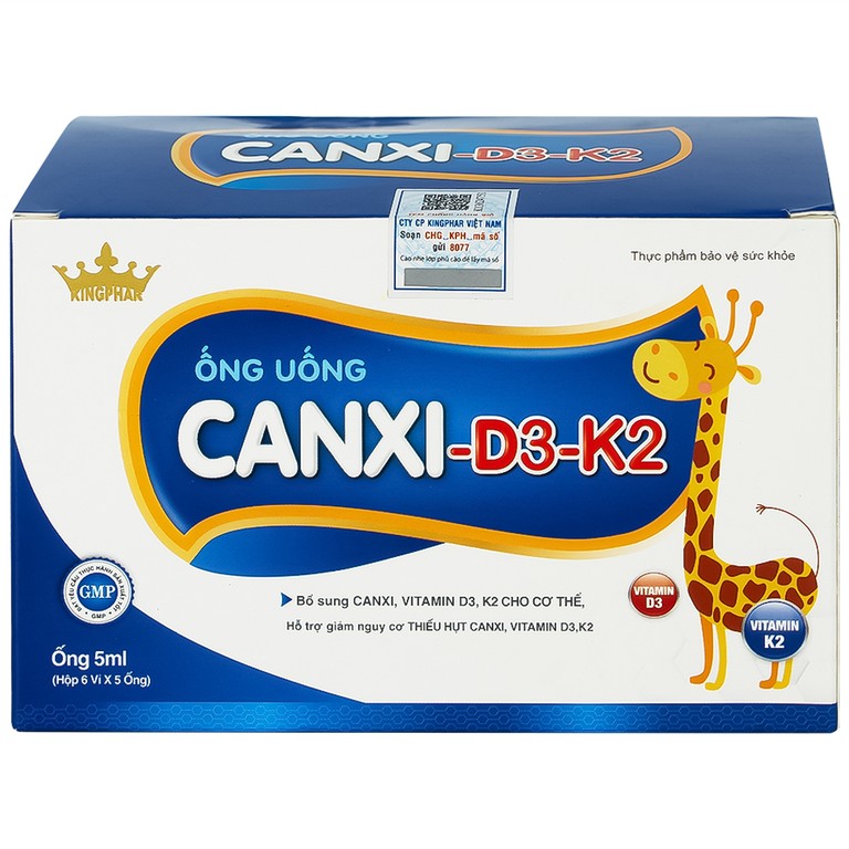 Siro ống uống Canxi-D3-K2 5ml Kingphar bổ sung canxi & vitamin D3 cho cơ thể (6 vỉ x 5 ống)