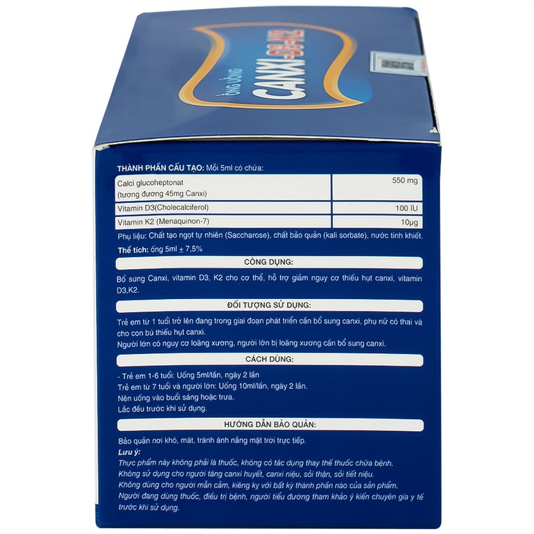 Siro ống uống Canxi-D3-K2 5ml Kingphar bổ sung canxi & vitamin D3 cho cơ thể (6 vỉ x 5 ống)