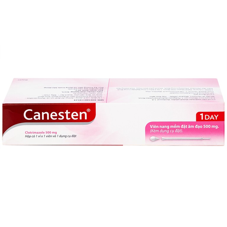 Viên đặt âm đạo Canesten 1 Day 500mg Bayer điều trị viêm âm đạo và cơ quan sinh dục ngoài (1 vỉ x 1 viên)