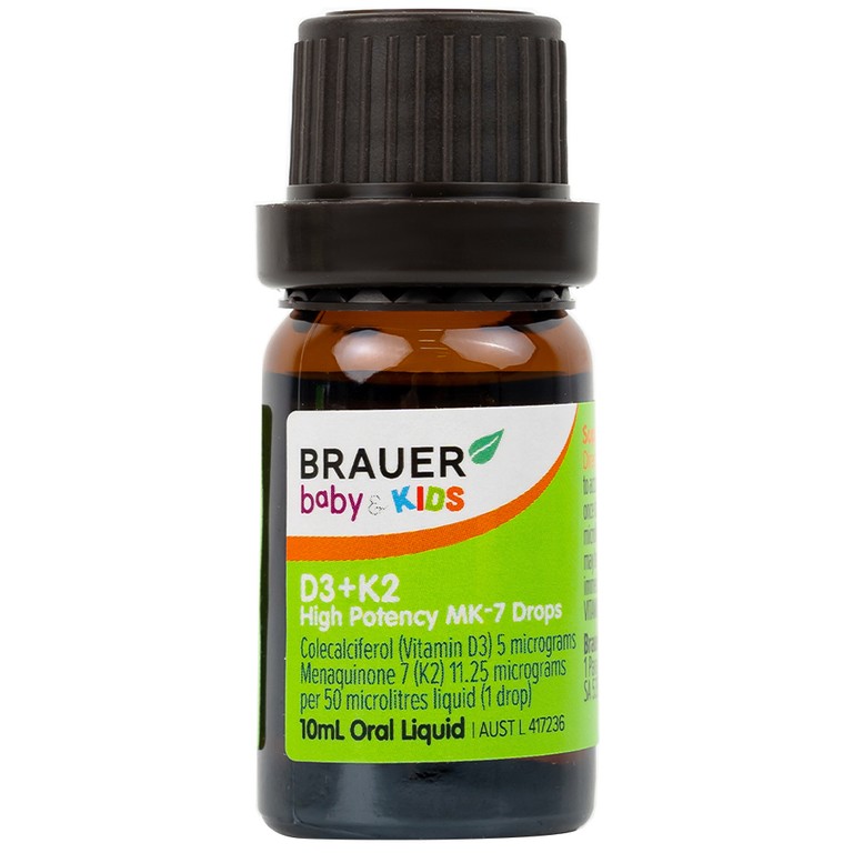 Siro Brauer Baby Kids D3+k2 High Potency MK-7 Drops bổ sung vitamin D3 và vitamin K2 (10ml)