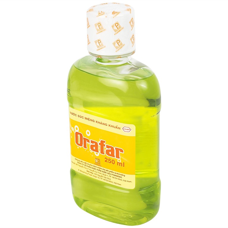 Nước súc miệng kháng khuẩn Pharmedic Orafar vệ sinh răng miệng, ngừa sâu răng (250ml)