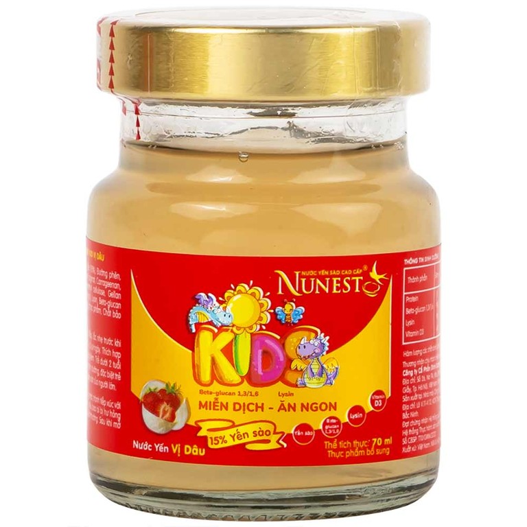 Nước Yến Sào Cao Cấp Cho Trẻ Em Nunest Kid Vị Dâu Lốc 3+1 (70ml)