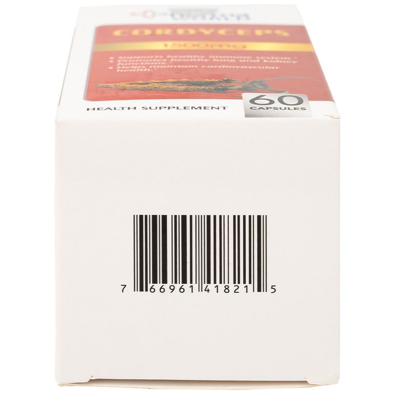 Viên uống Đông Trùng Hạ Thảo Pharma World Cordyceps 1500mg hỗ trợ tốt cho phổi và thận (60 viên)