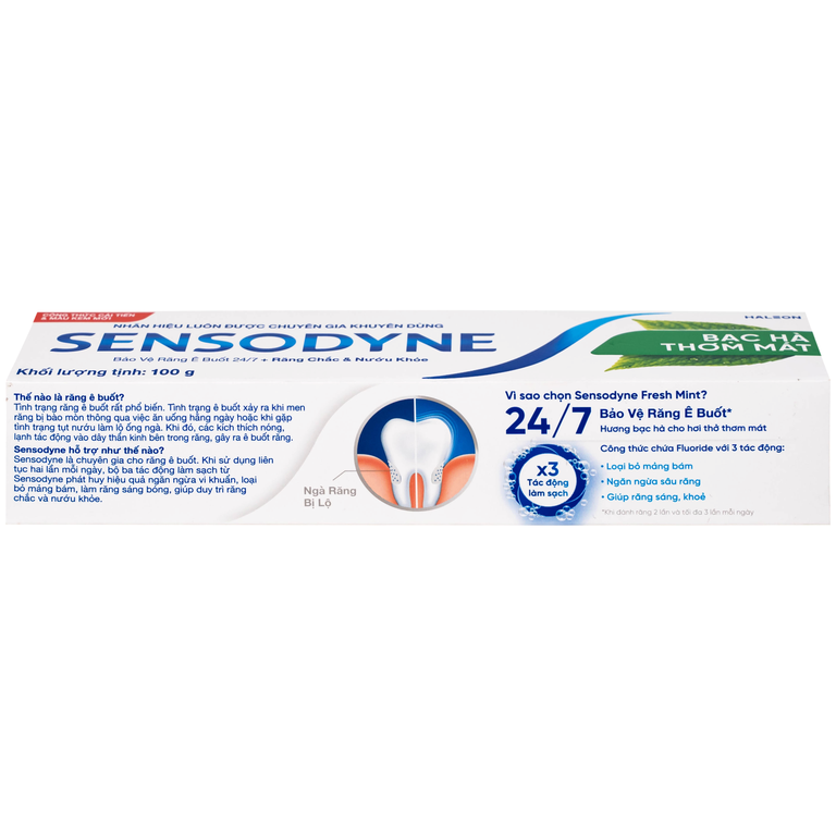 Kem đánh răng Sensodyne Fresh Mint bạc hà the mát, bảo vệ răng ê buốt mỗi ngày (100g)