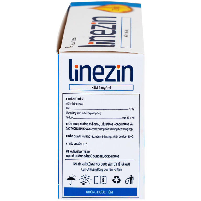 Thuốc Linezin 4mg/ml Hà Nam điều trị tình trạng thiếu kẽm (20 ống x 5ml)