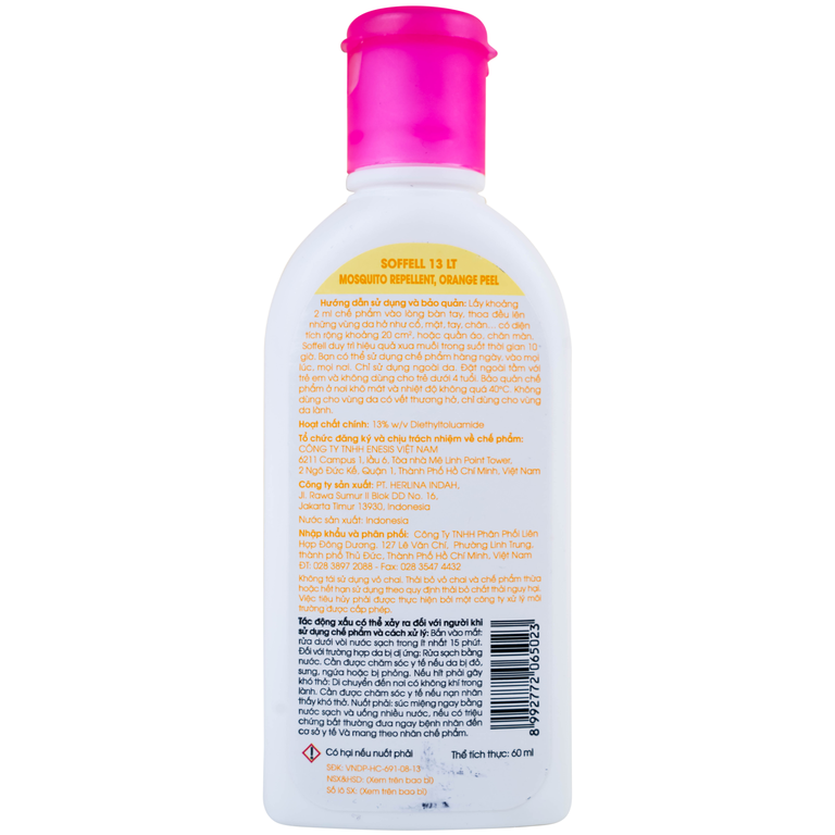 Kem xua muỗi Soffel hương cam giúp chống muỗi suốt 10 giờ (60ml)