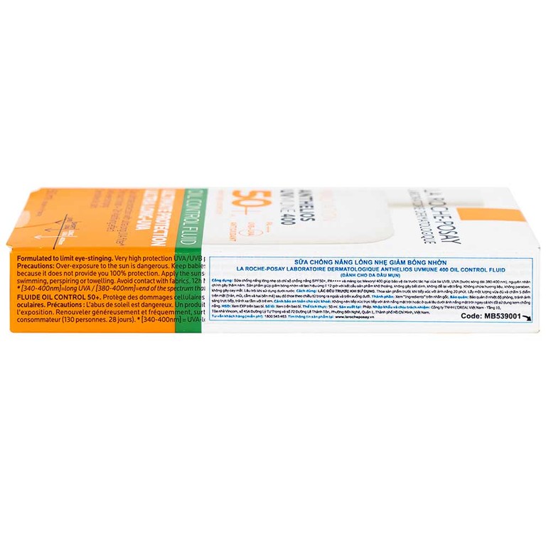 Kem chống nắng La Roche-Posay Anthelios UVMune 400 Oil Control Fluid SPF50+ PA++++ dành cho da dầu mụn (50ml)