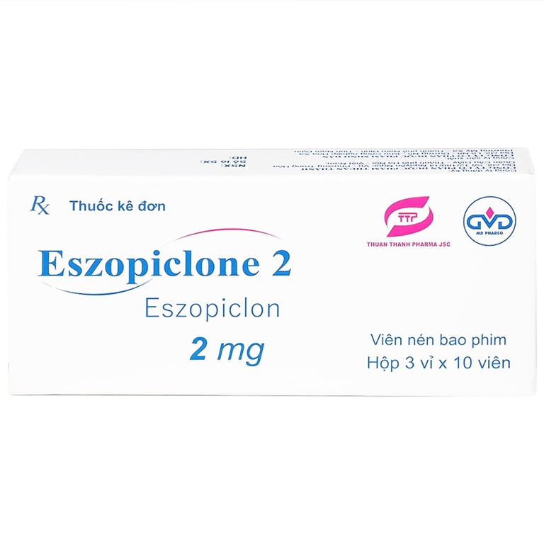Thuốc Eszopiclone 2mg Minh Dân điều trị chứng mất ngủ (3 vỉ x 10 viên)