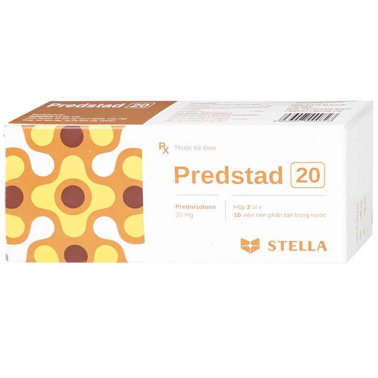 Thuốc Predstad 20mg Stella điều trị hoặc ức chế các rối loạn do viêm và dị ứng (2 vỉ x 10 viên) 