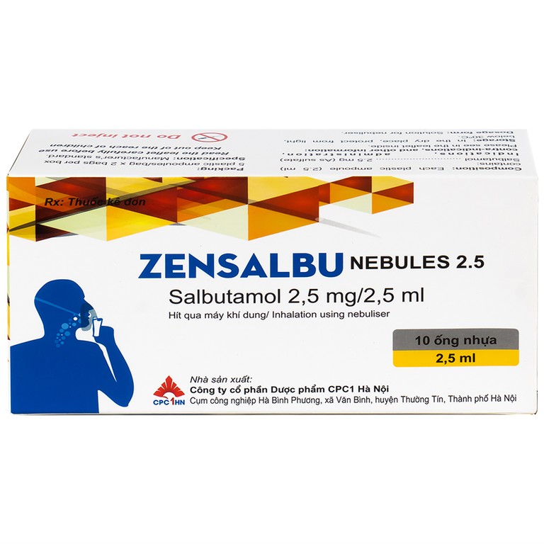 Thuốc Zensalbu 2.5mg CPC1HN kiểm soát co thắt phế quản mạn, điều trị hen nặng cấp tính (2 vỉ x 5 ống)