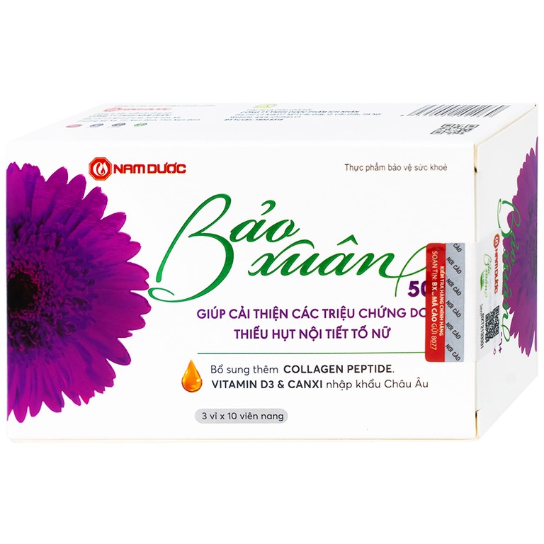 Viên uống Bảo Xuân Tuổi 50+ Nam Dược bổ sung và hỗ trợ cân bằng nội tiết tố nữ Estrogen (3 vỉ x 10 viên)