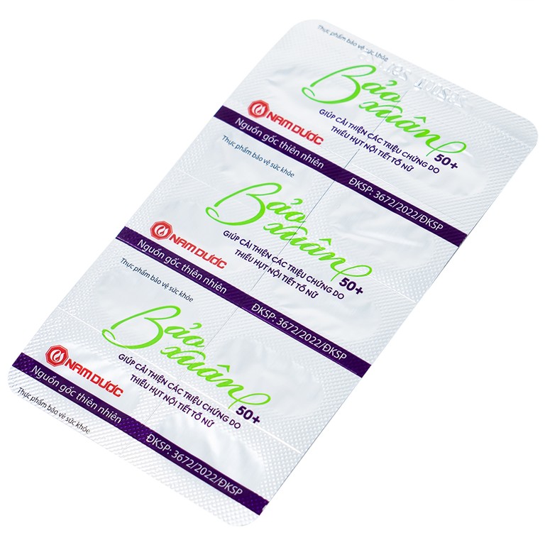 Viên uống Bảo Xuân Tuổi 50+ Nam Dược bổ sung và hỗ trợ cân bằng nội tiết tố nữ Estrogen (3 vỉ x 10 viên)