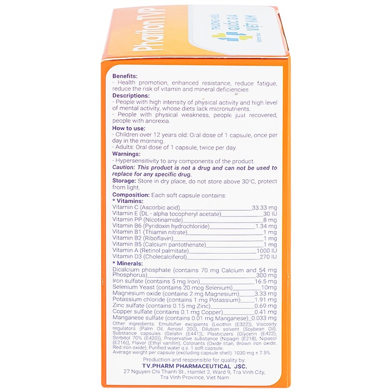 Viên uống Phariton TVPharma hỗ trỡ tăng cường sức khỏe, nâng cao sức đề kháng (12 vỉ x 5 viên)