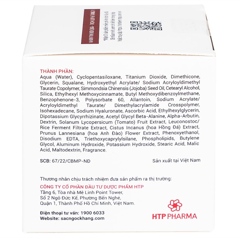 Kem dưỡng trắng da 5 in 1 SPF25/PA++ Sắc Ngọc Khang HTP 30g giúp nâng tông, hiệu chỉnh màu da