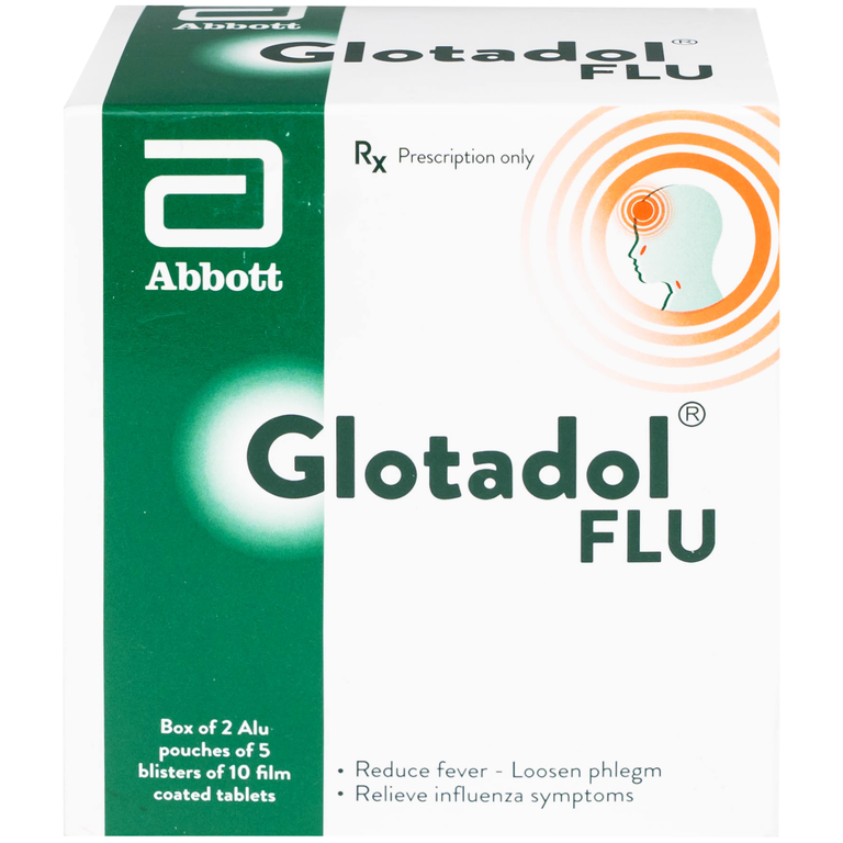 Thuốc Glotadol Flu Glomed hỗ trợ hạ sốt và long đàm (10 vỉ x 10 viên)