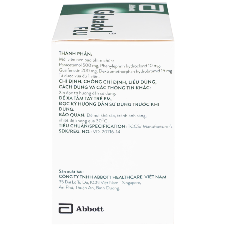 Thuốc Glotadol Flu Glomed hỗ trợ hạ sốt và long đàm (10 vỉ x 10 viên)