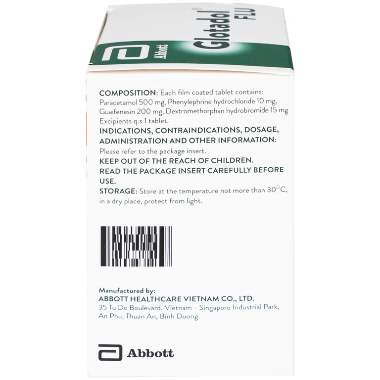 Thuốc Glotadol Flu Glomed hỗ trợ hạ sốt và long đàm (10 vỉ x 10 viên)