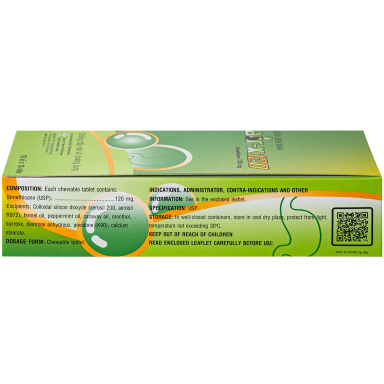 Viên nhai AIR-X 120 chống đầy hơi và chướng bụng (10 vỉ x 10 viên)