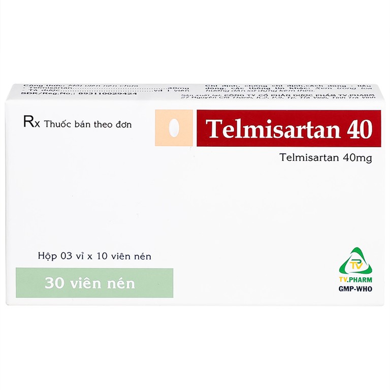 Thuốc Telmisartan 40 TV.Pharm điều trị tăng huyết áp (3 vỉ x 10 viên)