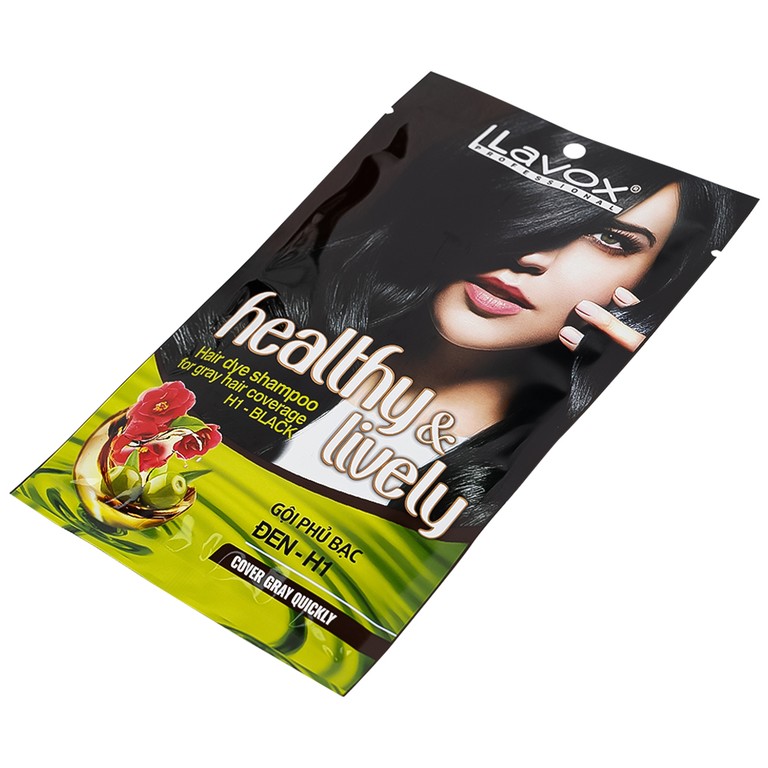 Gội phủ bạc Healthy&Lively Color Shampoo Lavox H1 màu đen tự nhiên (10 gói x 30ml)