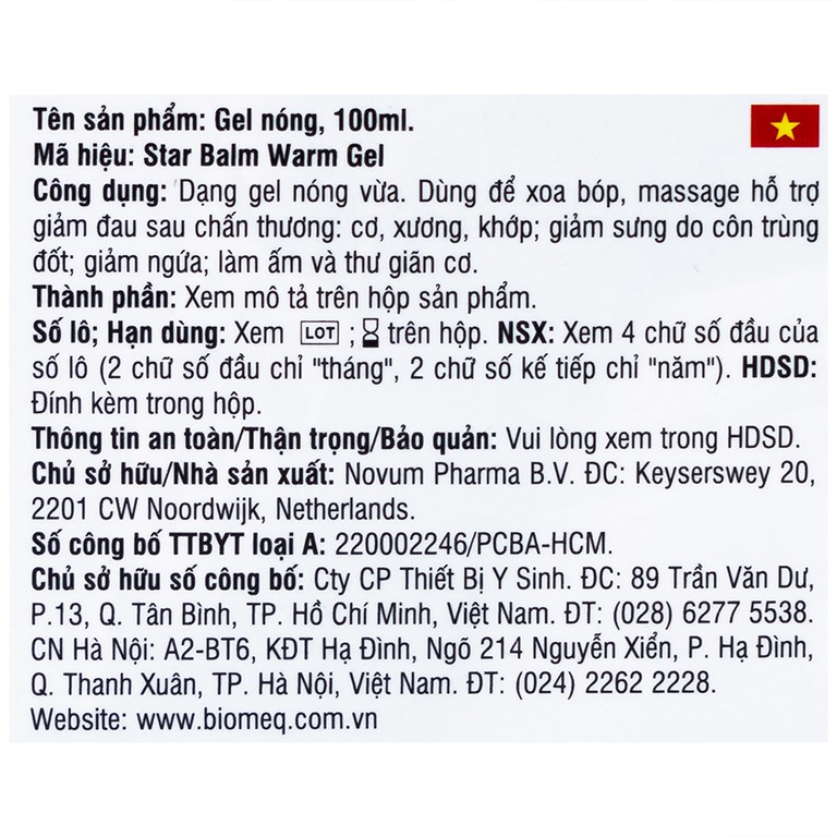 Gel làm nóng Starbalm Warm Gel thư giãn cơ, hạn chế chấn thương do vận động, mỏi cơ (100ml)