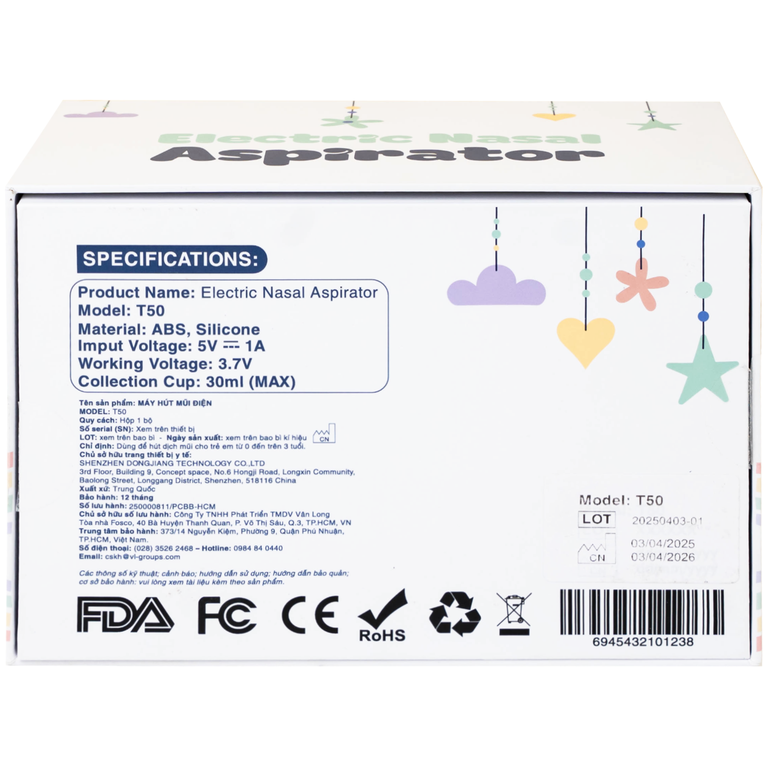 Máy hút mũi cho bé FUJI T50 hỗ trợ vệ sinh mũi an toàn và hiệu quả cho bé từ 0 đến trên 3 tuổi