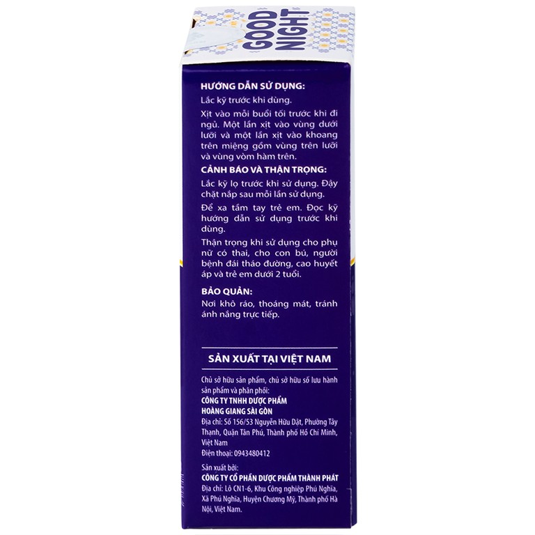 Dung dịch xịt Good Night hỗ trợ giảm tình trạng mất ngủ, khó ngủ (20ml)
