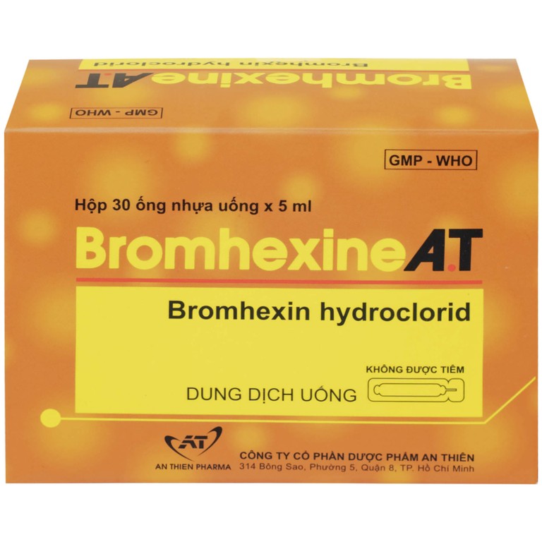 Dung dịch uống Bromhexine AT 4mg/5ml loãng đờm trong nhiễm khuẩn đường hô hấp (30 ống x 5ml)