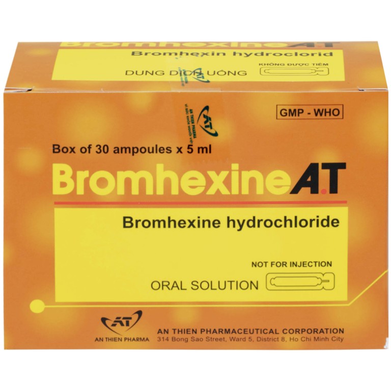 Dung dịch uống Bromhexine AT 4mg/5ml loãng đờm trong nhiễm khuẩn đường hô hấp (30 ống x 5ml)