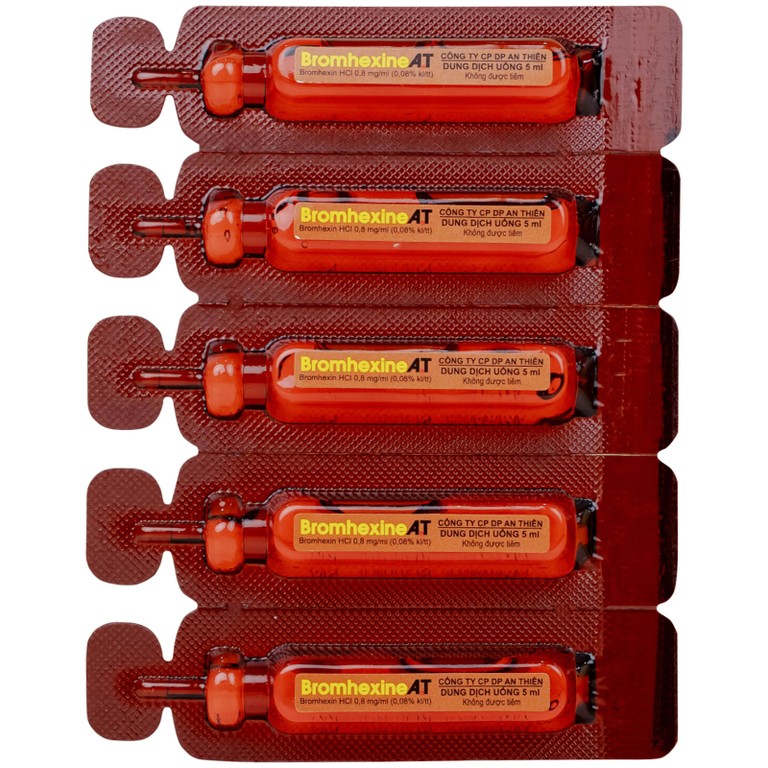 Dung dịch uống Bromhexine AT 4mg/5ml loãng đờm trong nhiễm khuẩn đường hô hấp (30 ống x 5ml)