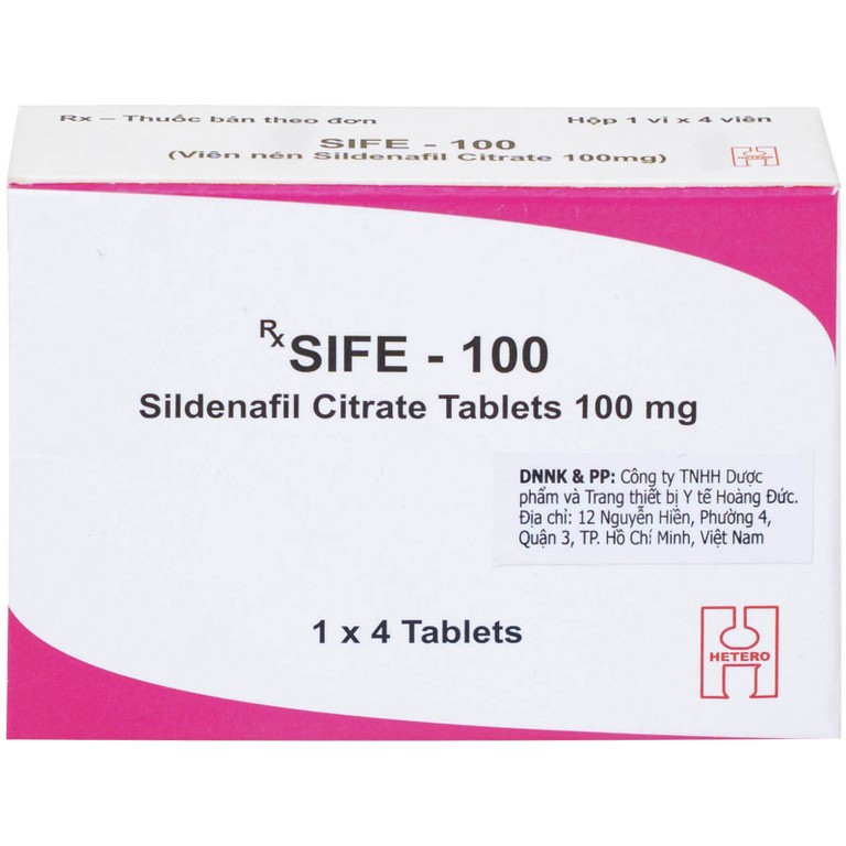 Thuốc Sife-100mg Hetero điều trị rối loạn chức năng cương dương ở nam giới (5 hộp x 4 viên)