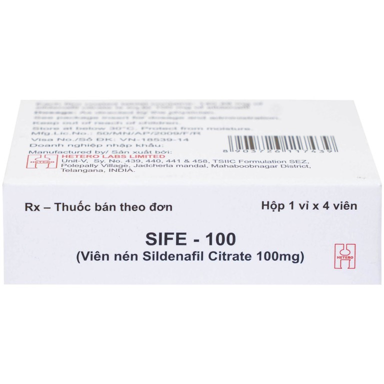 Thuốc Sife-100mg Hetero điều trị rối loạn chức năng cương dương ở nam giới (5 hộp x 4 viên)