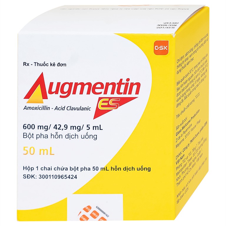 Bột pha hỗn dịch uống Augmentin ES GSK điều trị các nhiễm trùng do vi khuẩn gây ra ở trẻ (50ml)