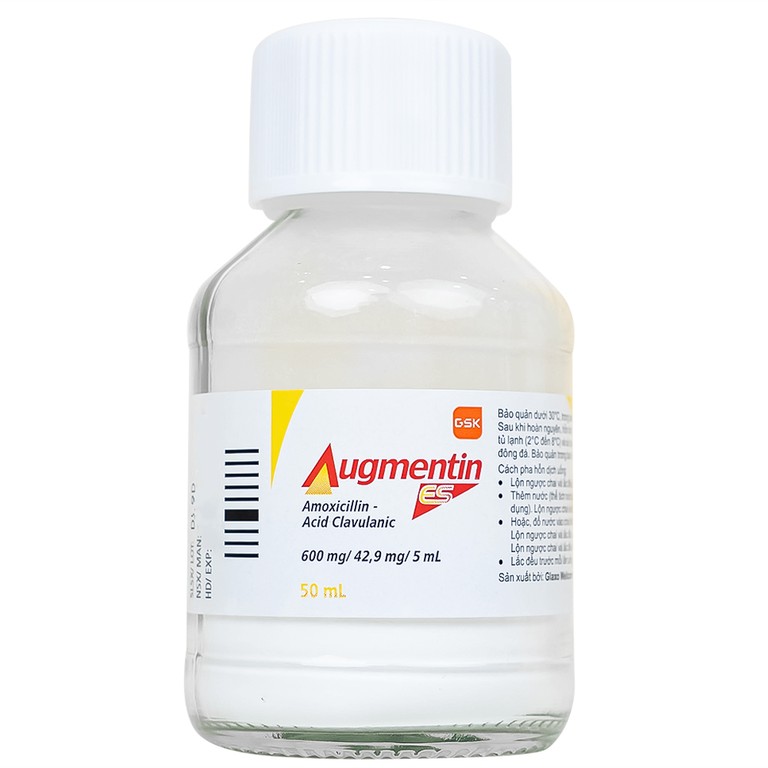 Bột pha hỗn dịch uống Augmentin ES GSK điều trị các nhiễm trùng do vi khuẩn gây ra ở trẻ (50ml)