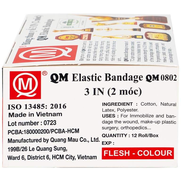 Băng thun 2 móc Minh Quang dùng để băng nén ép cầm máu, cố định khớp (12 cuộn)