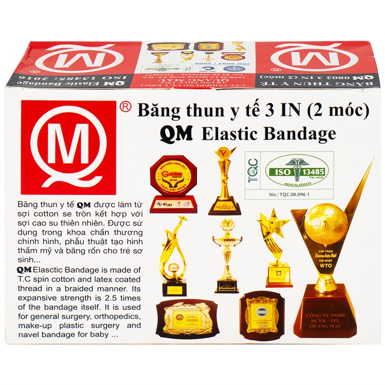 Băng thun 2 móc Minh Quang dùng để băng nén ép cầm máu, cố định khớp (12 cuộn)