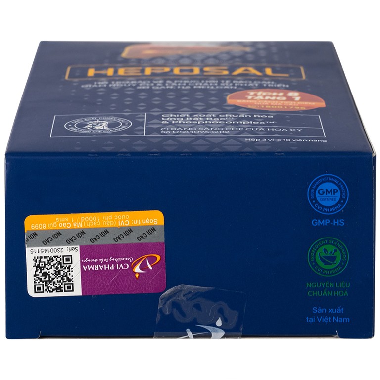 Viên uống Heposal hỗ trợ tăng cường chức năng gan, bảo vệ và phục hồi tế bào gan (3 vỉ x 10 viên)