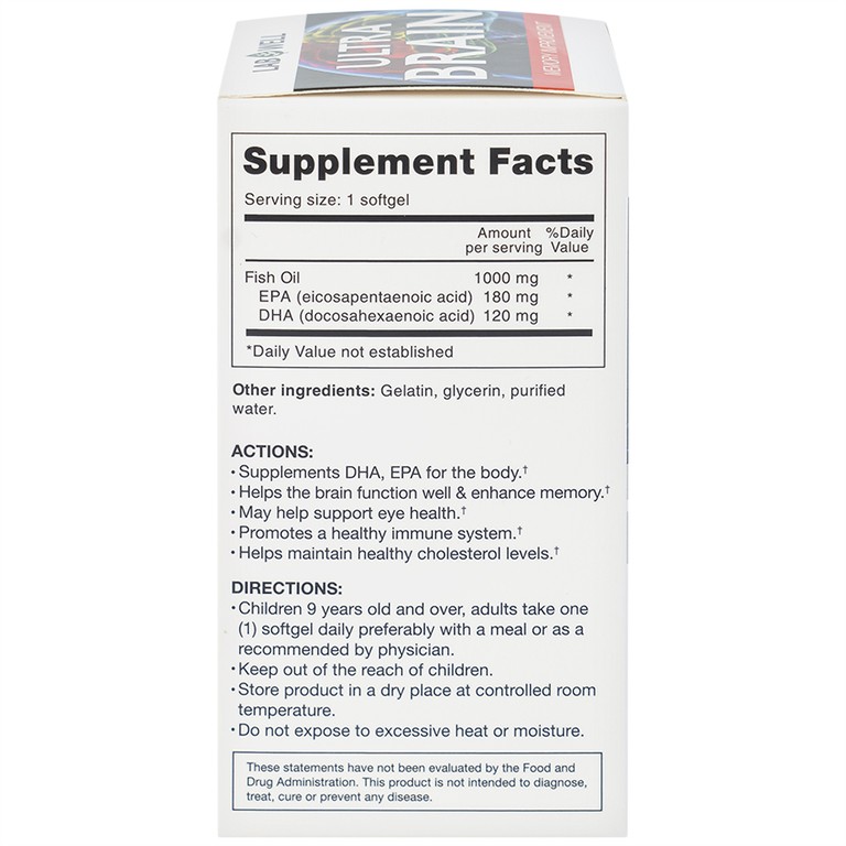 Viên uống Ultra Brain Lab Well hỗ trợ bổ sung DHA, EPA cho cơ thể (60 viên)