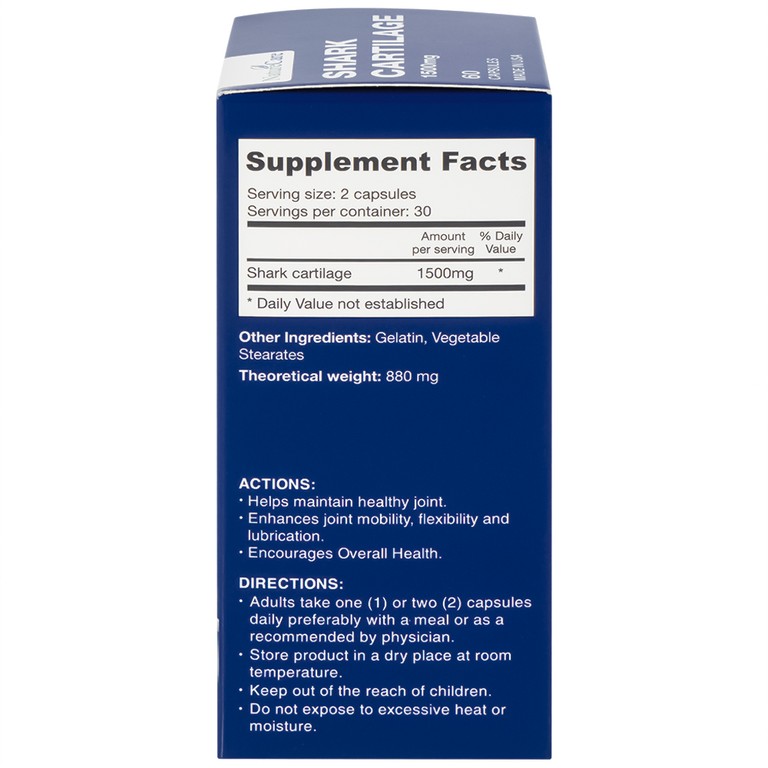 Viên uống Shark Cartilage NatureCare hỗ trợ tăng cường khả năng vận động linh hoạt và bôi trơn khớp (Hộp 60 viên)