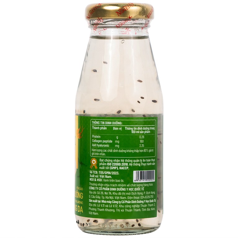 Nước Yến Sào Cao Cấp Nunest Detox Hạt Chia 5% Yến (6 chai x 185ml)