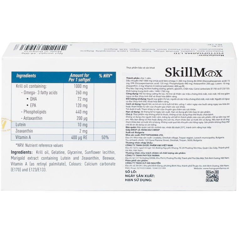 Viên uống SkillMax Ocavill hỗ trợ tăng cường thị lực, cải thiện các triệu chứng khô mắt, mỏi mắt (2 vỉ x 15 viên)