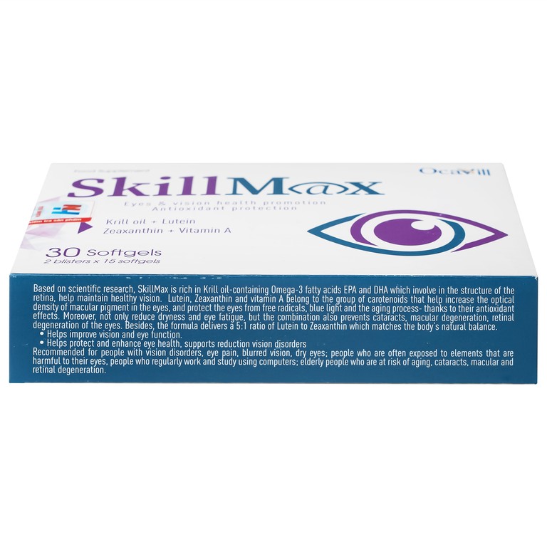 Viên uống SkillMax Ocavill hỗ trợ tăng cường thị lực, cải thiện các triệu chứng khô mắt, mỏi mắt (2 vỉ x 15 viên)