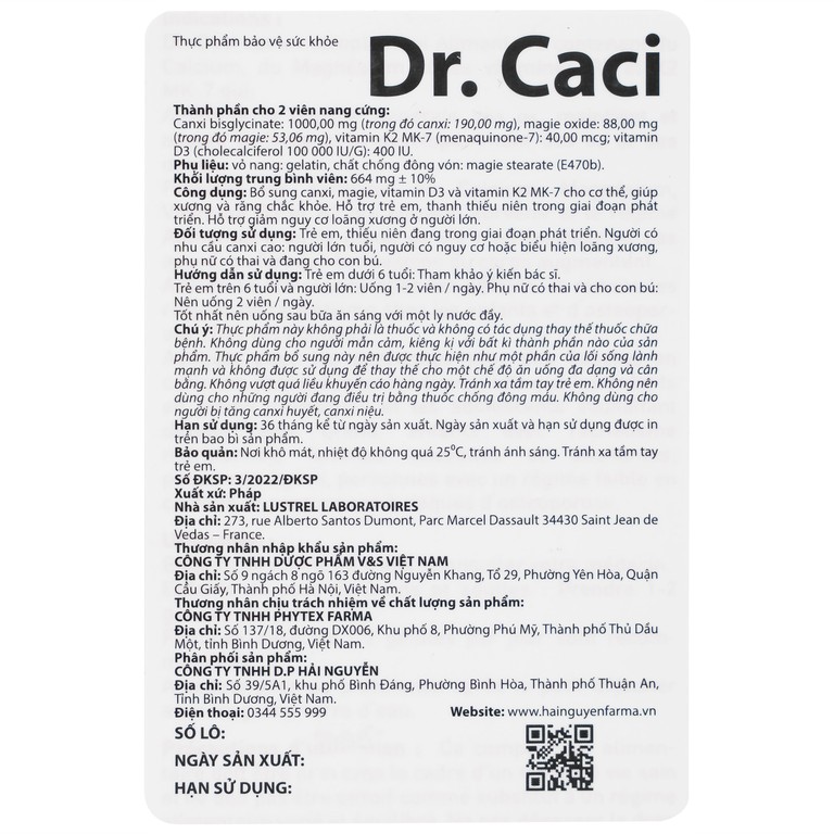 Viên uống Dr. Caci Ocavill giúp xương và răng chắc khỏe (60 viên)