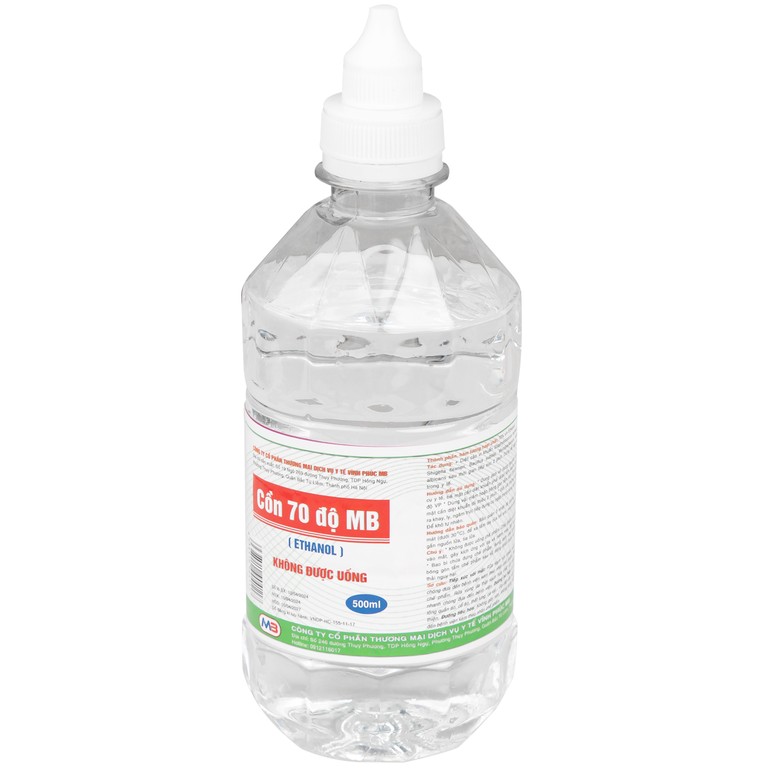 Cồn 70 độ Vĩnh Phúc dùng để diệt khuẩn dụng cụ y tế, bề mặt trong y tế (500ml)