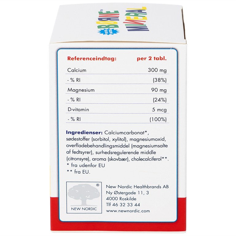 Viên nhai Borne Mineral New Nordic hỗ trợ phát triển xương, giúp tăng chiều cao, tăng đề kháng (120 viên)