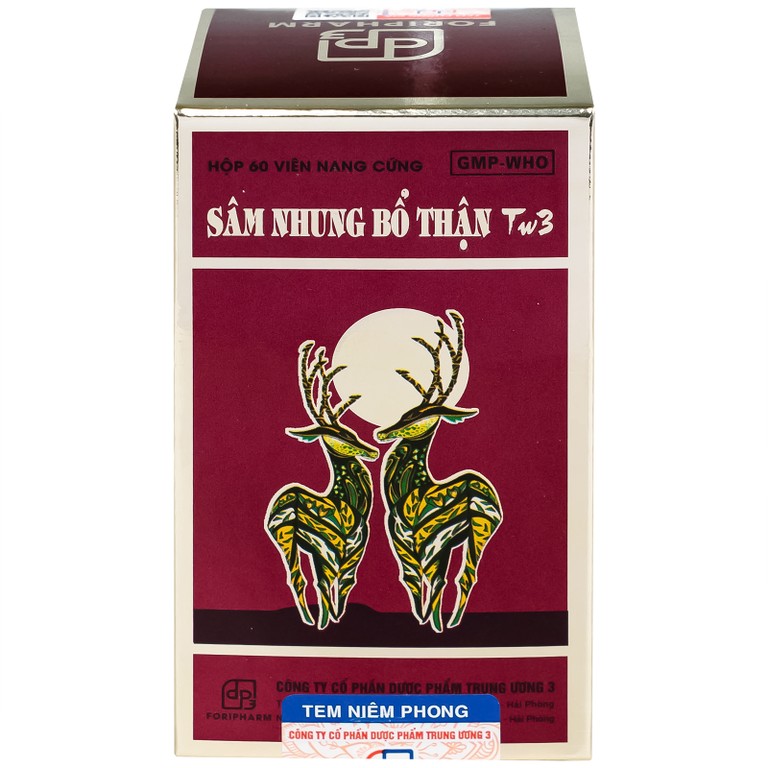 Sâm nhung bổ thận TW3 Foripharm giúp tăng cường sức khỏe, cải thiện tiểu đêm, tê mỏi chân tay (60 viên)