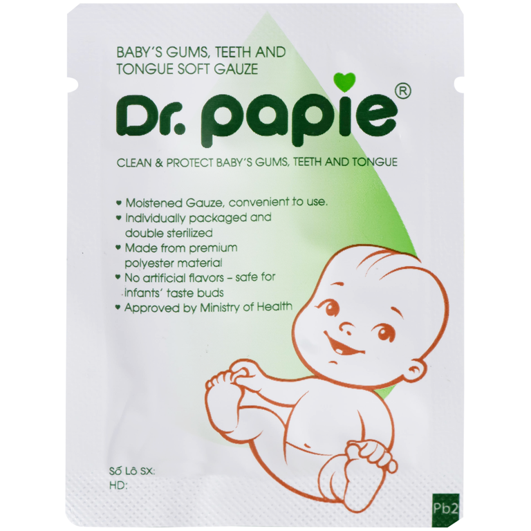 Gạc răng miệng Dr.Papie làm sạch và bảo vệ răng miệng cho bé (30 gói)