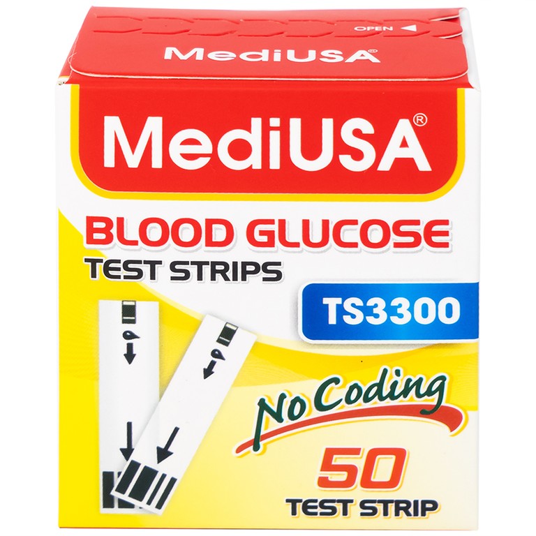 Que thử đường huyết MediUSA TS3300 sử dụng cùng máy đo đường huyết MediUSA GM3300 (50 que)